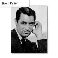 Cary Grant metal print on a plain backdrop in size 12"x16".
