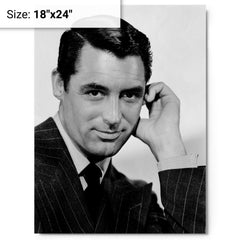 Cary Grant metal print on a plain backdrop in size 18"x24".