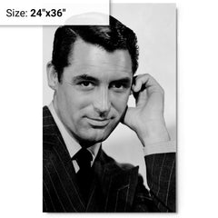 Cary Grant metal print on a plain backdrop in size 24"x36".