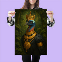 Cassowary as jungle emperor with ceremonial gold poster 3