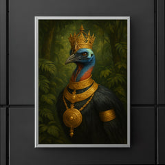 Cassowary as jungle emperor with ceremonial gold poster 5