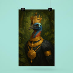 Cassowary as jungle emperor with ceremonial gold poster 6
