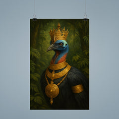 Cassowary as jungle emperor with ceremonial gold poster 9