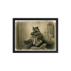 Cat Contemplating Responsibilities framed print on a plain backdrop in size 12"x16".