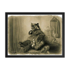 Cat Contemplating Responsibilities framed print on a plain backdrop in size 18"x24".