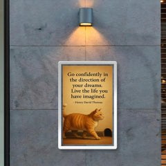 cat walking to mouse hole thoreau quote dreams poster 2
