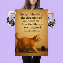 cat walking to mouse hole thoreau quote dreams poster 3