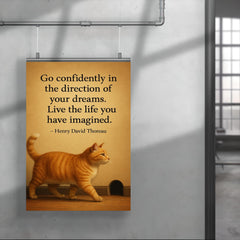 cat walking to mouse hole thoreau quote dreams poster 4