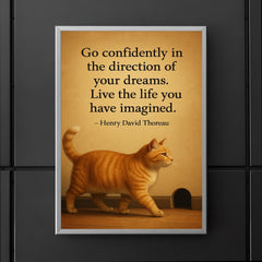 cat walking to mouse hole thoreau quote dreams poster 5