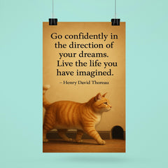 cat walking to mouse hole thoreau quote dreams poster 6