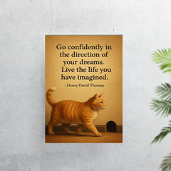 cat walking to mouse hole thoreau quote dreams poster 7