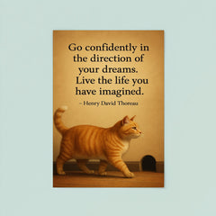 cat walking to mouse hole thoreau quote dreams poster 8