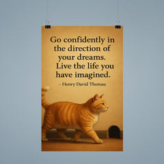 cat walking to mouse hole thoreau quote dreams poster 9