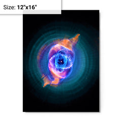 Cat's Eye Nebula metal print on a plain backdrop in size 12"x16".