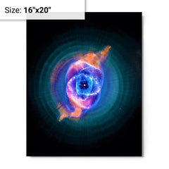 Cat's Eye Nebula metal print on a plain backdrop in size 16"x20".