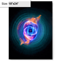 Cat's Eye Nebula metal print on a plain backdrop in size 18"x24".
