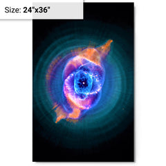 Cat's Eye Nebula metal print on a plain backdrop in size 24"x36".