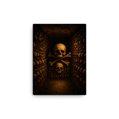Catacombs of Paris canvas print on a plain backdrop in size 12"x16".