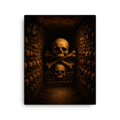Catacombs of Paris canvas print on a plain backdrop in size 16"x20".