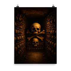 Catacombs of Paris poster on a plain backdrop in size 8"x10".