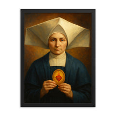 Catherine Laboure framed print on a plain backdrop in size 18"x24".