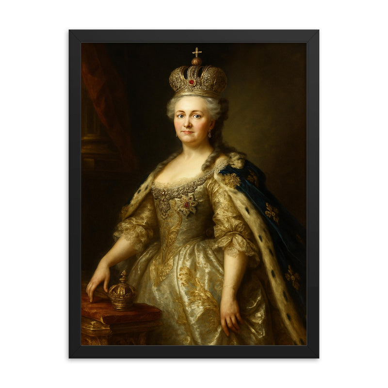 Catherine the Great framed print on a plain backdrop in size 18