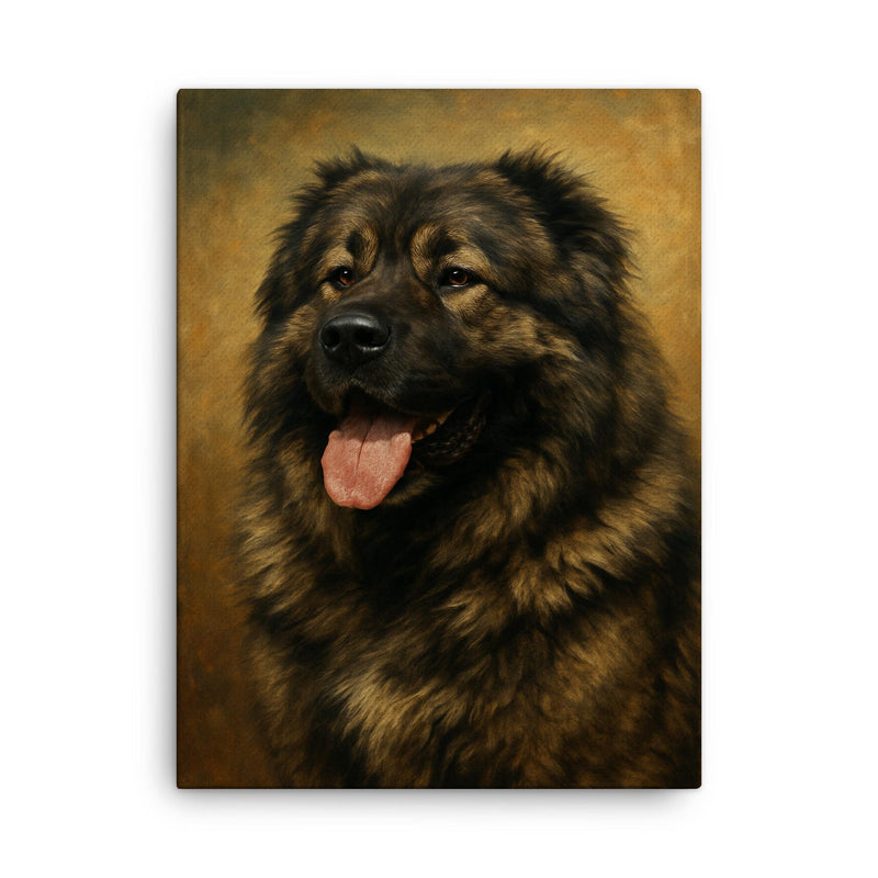 Caucasian Ovcharka dog canvas print on a plain backdrop in size 18