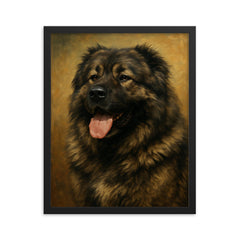 Caucasian Ovcharka dog framed print on a plain backdrop in size 16"x20".