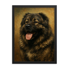 Caucasian Ovcharka dog framed print on a plain backdrop in size 18"x24".