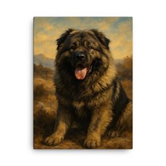 Caucasian shepherd dog canvas print on a plain backdrop in size 18"x24".