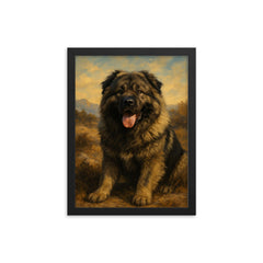 Caucasian shepherd dog framed print on a plain backdrop in size 12"x16".
