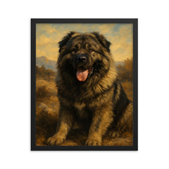 Caucasian shepherd dog framed print on a plain backdrop in size 16"x20".