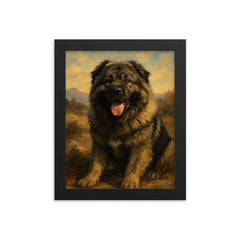 Caucasian shepherd dog framed print on a plain backdrop in size 8"x10".