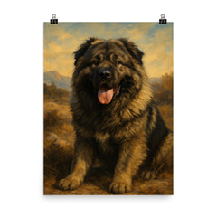 Caucasian shepherd dog poster on a plain backdrop in size 8"x10".
