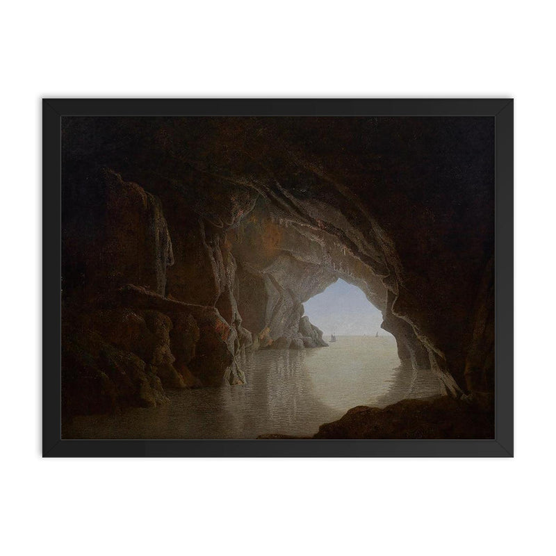 Cave in the Evening by Joseph Wright of Derby, 1774 framed print on a plain backdrop in size 18