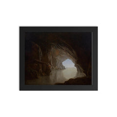 Cave in the Evening by Joseph Wright of Derby, 1774 framed print on a plain backdrop in size 8"x10".