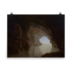 Cave in the Evening by Joseph Wright of Derby, 1774 poster on a plain backdrop in size 8"x10".