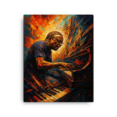 Cecil Taylor explosive piano architecture canvas print on a plain backdrop in size 16"x20".