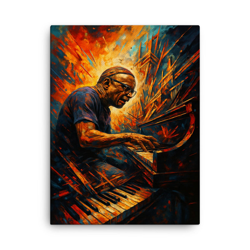 Cecil Taylor explosive piano architecture canvas print on a plain backdrop in size 18