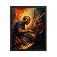 Cecil Taylor explosive piano architecture framed print on a plain backdrop in size 16"x20".