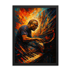 Cecil Taylor explosive piano architecture framed print on a plain backdrop in size 18"x24".