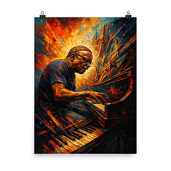 Cecil Taylor explosive piano architecture poster on a plain backdrop in size 8"x10".