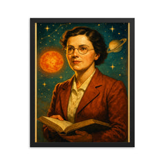 Cecilia Payne Gaposchkin framed print on a plain backdrop in size 16"x20".