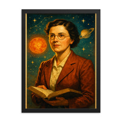 Cecilia Payne Gaposchkin framed print on a plain backdrop in size 18"x24".