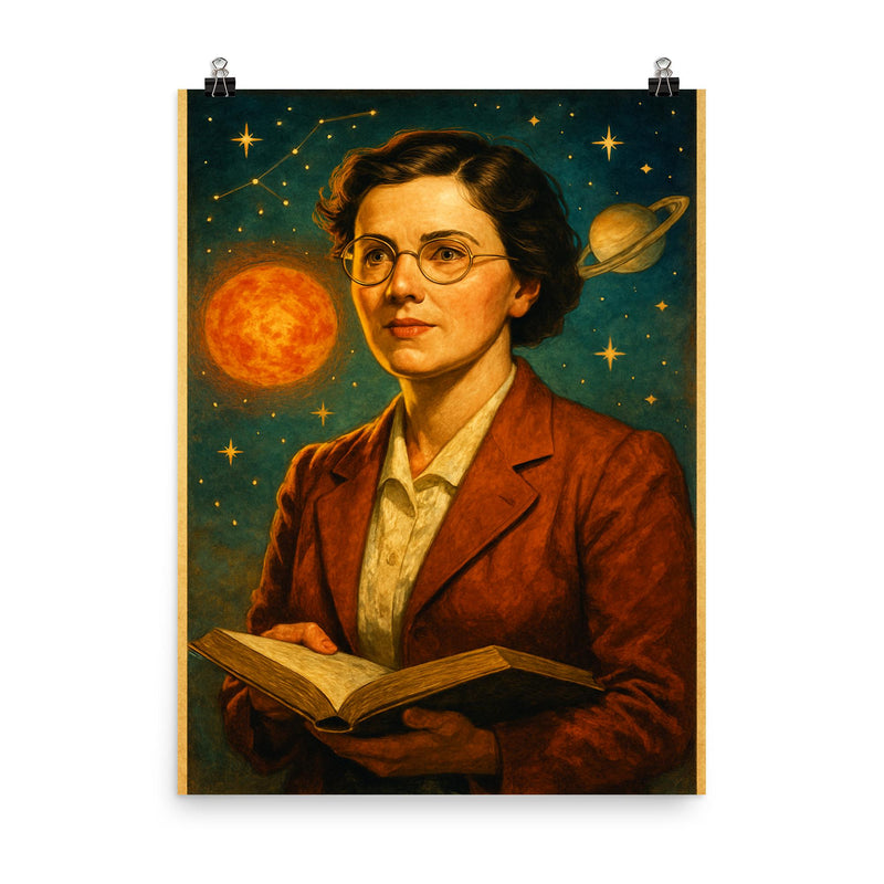 Cecilia Payne Gaposchkin poster on a plain backdrop in size 8