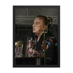 Ceija Stojka framed print on a plain backdrop in size 18"x24".