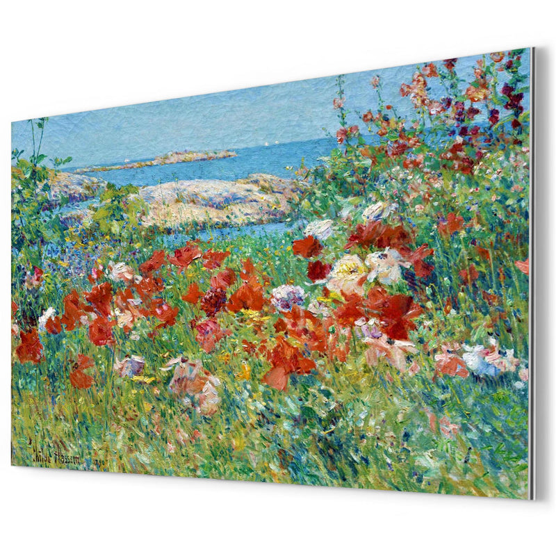 Celia Thaxter's Garden, Isles of Shoals, Maine by Childe Hassam metal print mockup