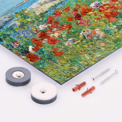 Celia Thaxter's Garden, Isles of Shoals, Maine by Childe Hassam metal print mockup