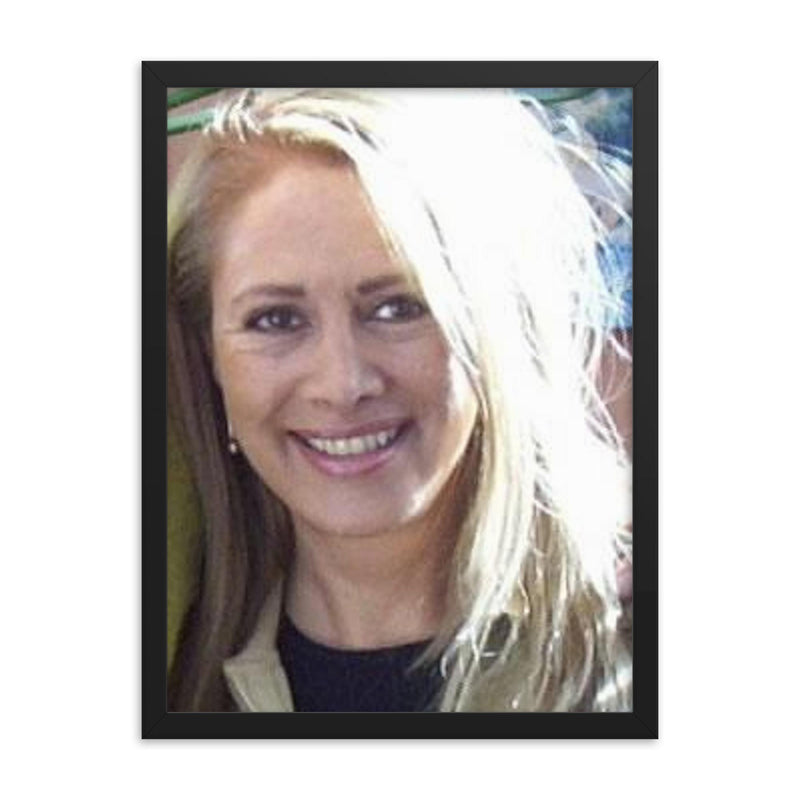 Celmira Luzardo framed print on a plain backdrop in size 18