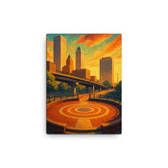Center of the Universe Tulsa Oklahoma USA canvas print on a plain backdrop in size 12"x16".